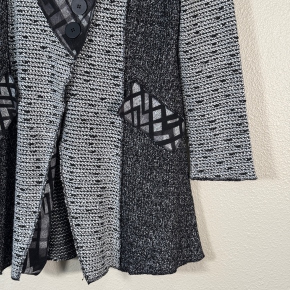 Joseph Ribkoff Grey Chunky Knit Patchwork Cardigan Sweater Womens 8 Lagenlook - Picture 8 of 9
